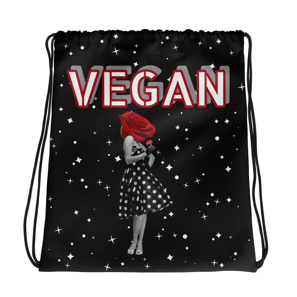 Vegan Rose Drawstring bag